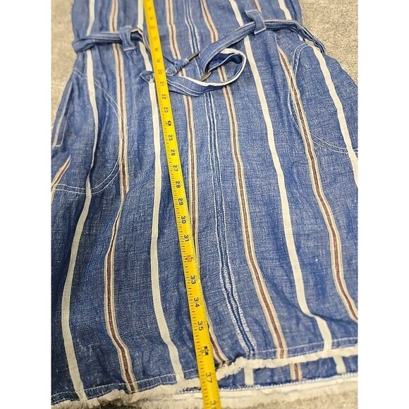 Pilcro by Anthropologie Linen Blend Belted Shift Dress Blue Stripe Women’s Sz 12 - Picture 10 of 10
